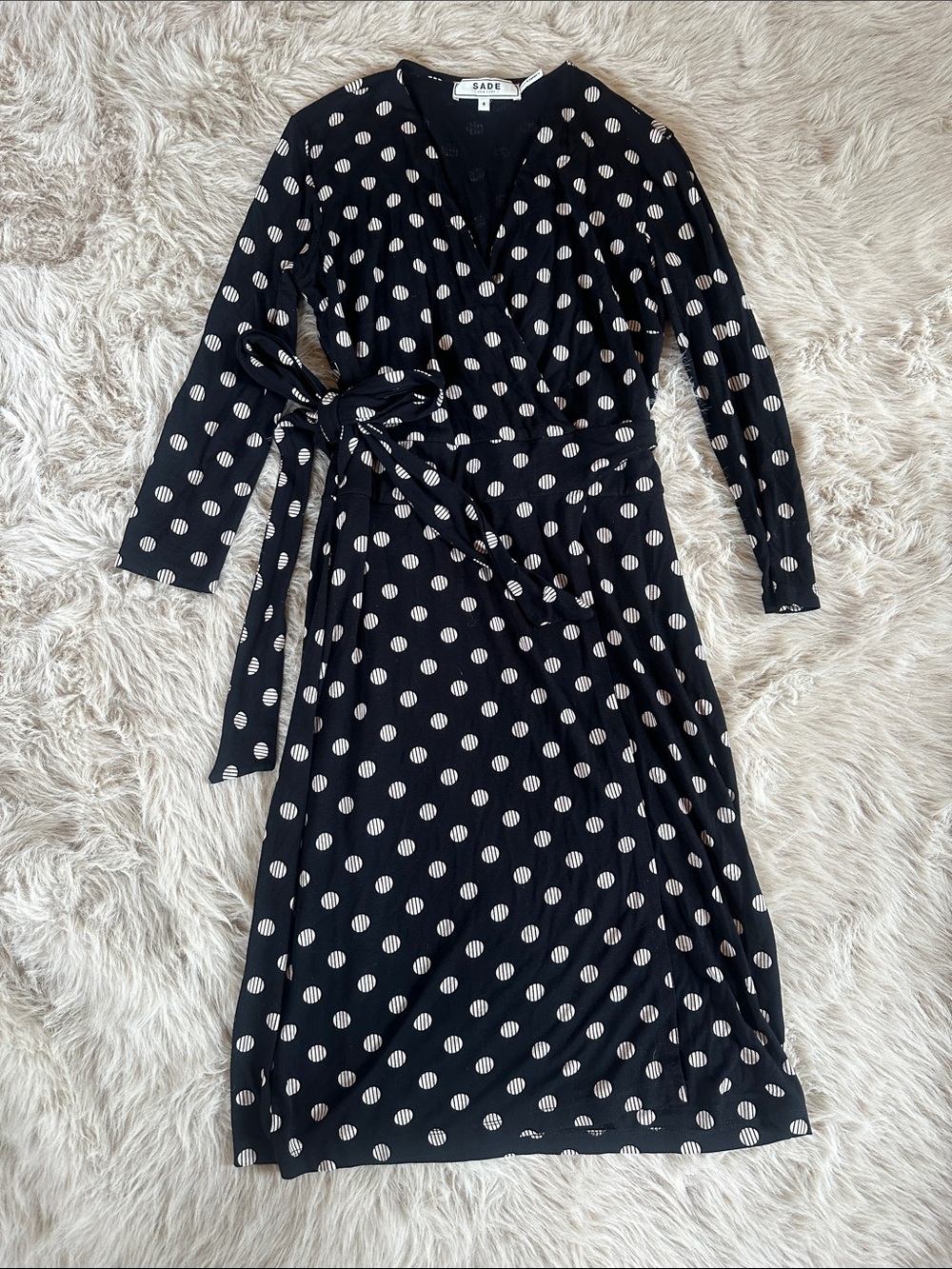 Sade Black Polka Dot Wrap Dress